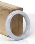 Baikalla Natural Light Blue Lavender Jadeite Jade "Half Round" Bangle Bracelet (50.8mm) 