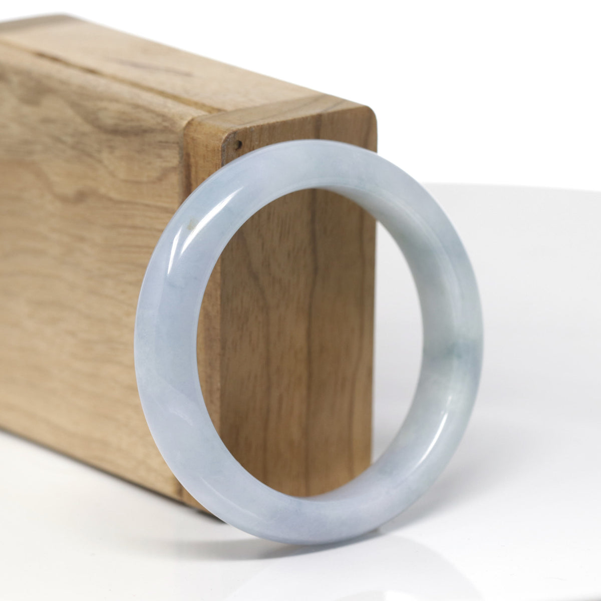Baikalla Natural Light Blue Lavender Jadeite Jade "Half Round" Bangle Bracelet (50.8mm) 