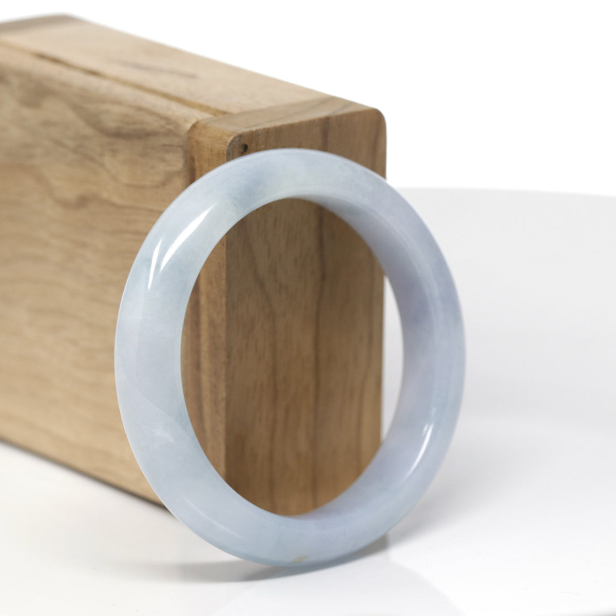 Baikalla Natural Light Blue Lavender Jadeite Jade "Half Round" Bangle Bracelet (50.8mm) 