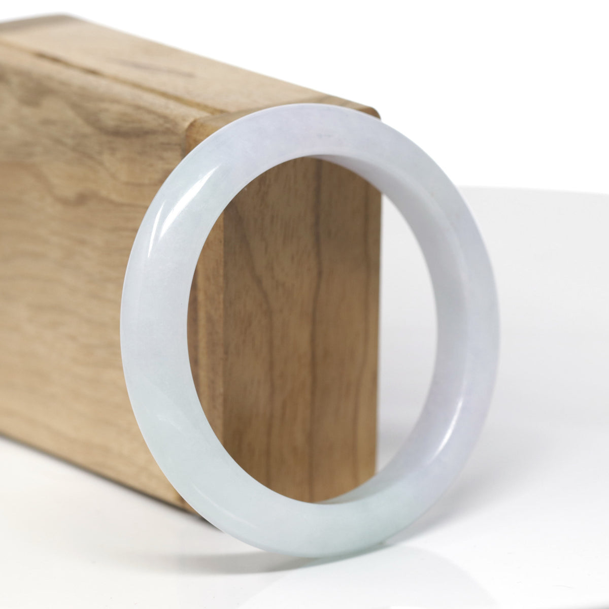 Baikalla Natural Light Icy Green &amp; Lavender Jadeite Jade "Half Round" Bangle Bracelet (56.5mm) 