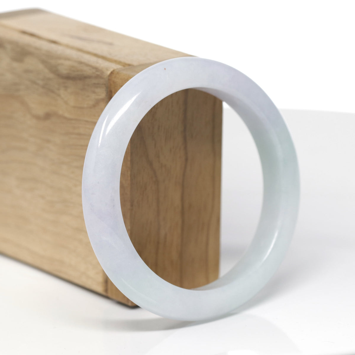 Baikalla Natural Light Icy Green &amp; Lavender Jadeite Jade "Half Round" Bangle Bracelet (56.5mm) 