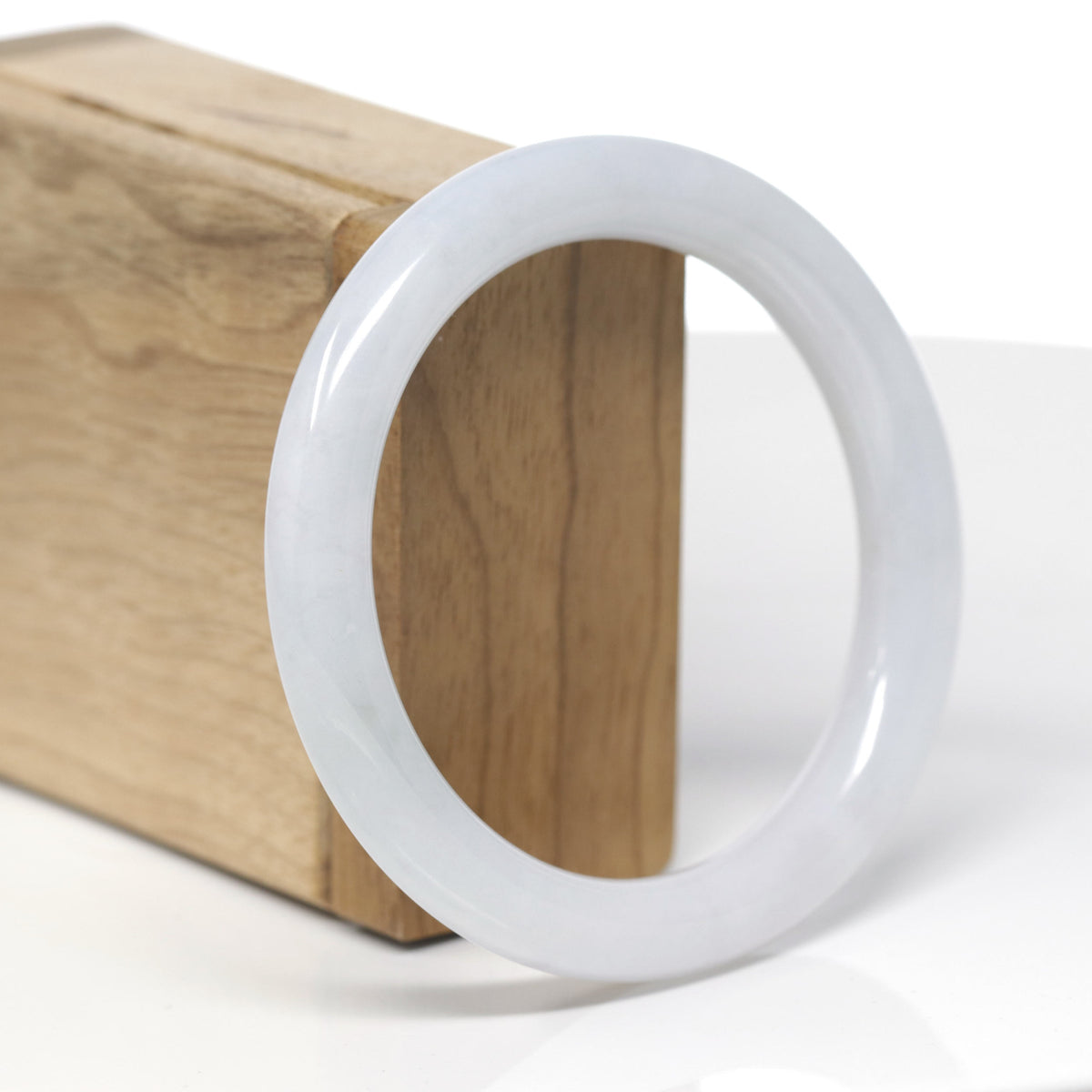 Baikalla Natural Faint Lavender Jadeite Jade "Traditional Round" Bangle Bracelet (58.3mm) 