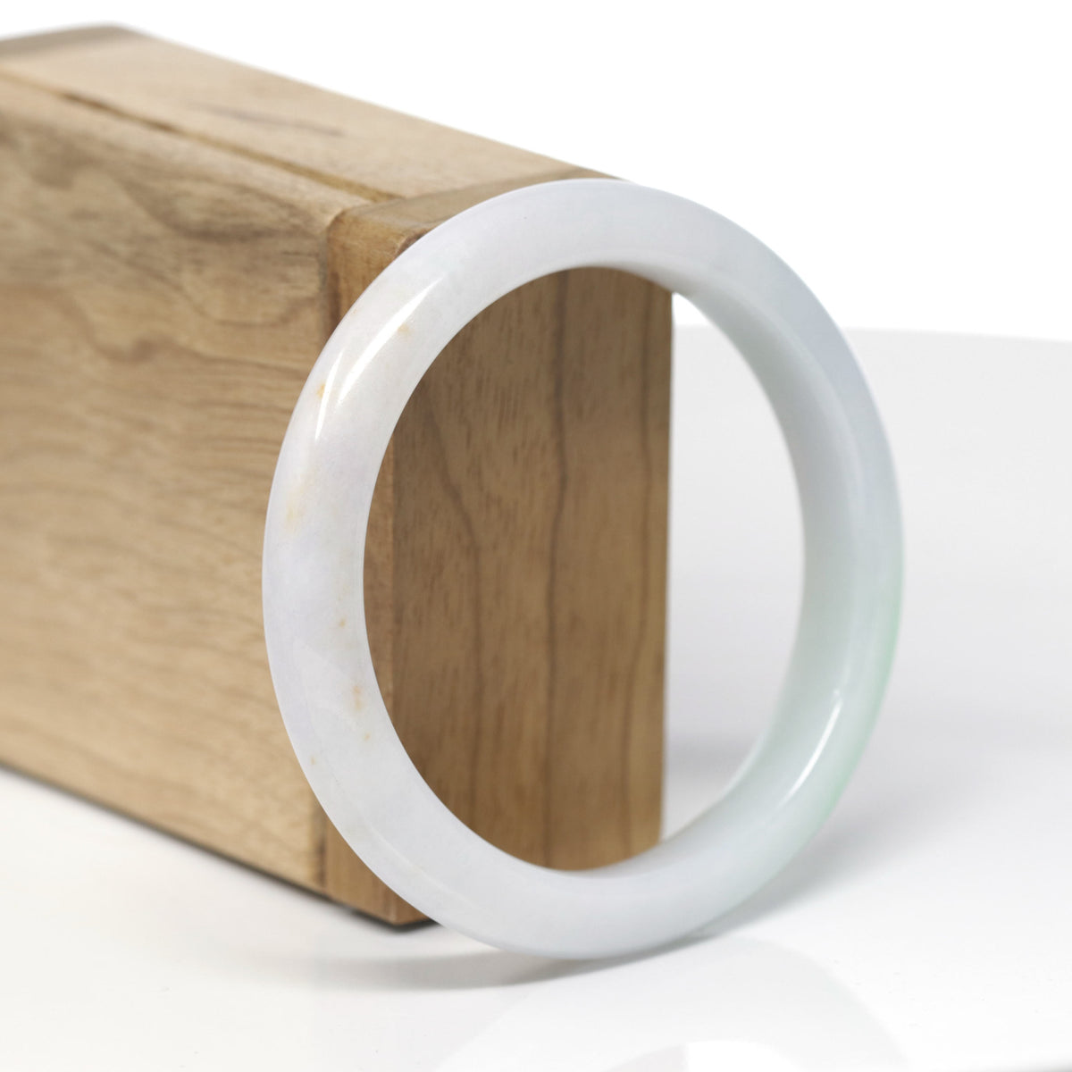 Baikalla Natural Light Apple-Green Patch W/ Orange Sajin Freckles Jadeite Jade "Half Round" Bangle Bracelet (56.2mm) 