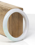 Baikalla Natural Light Apple-Green Patch W/ Orange Sajin Freckles Jadeite Jade "Half Round" Bangle Bracelet (56.2mm) 