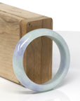 Baikalla Natural Light Blue-Green & Lavender Jadeite Jade "Oval Half Round" Bangle Bracelet (52.5mm) 