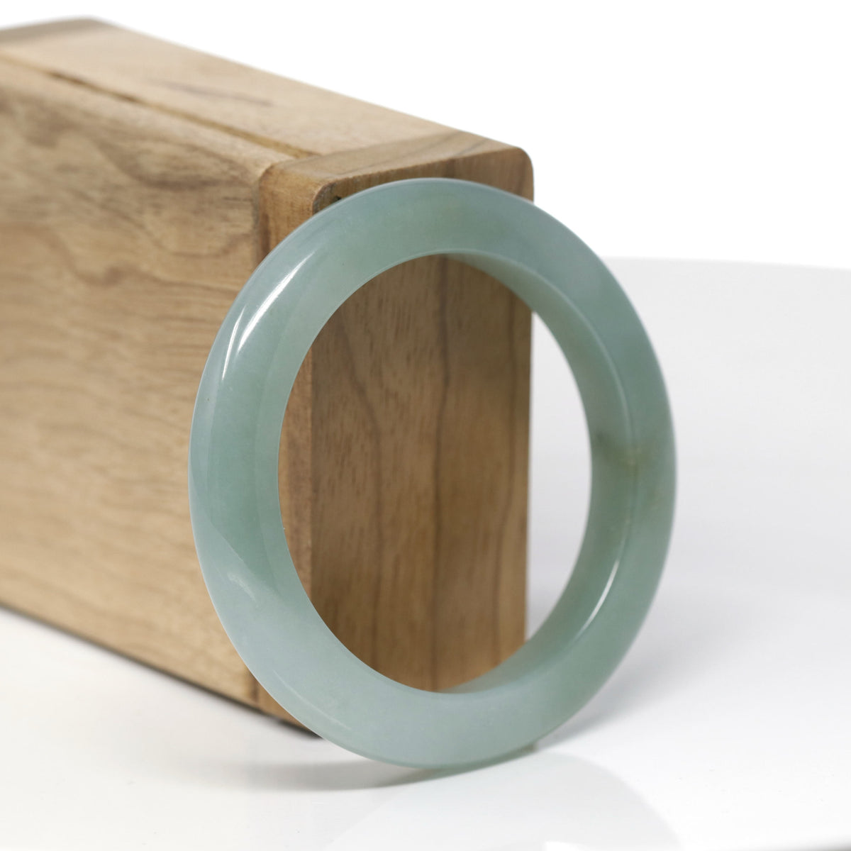 Baikalla Natural Oil-Green Jadeite Jade "Petite Half Round" Bangle Bracelet (50.7mm) 