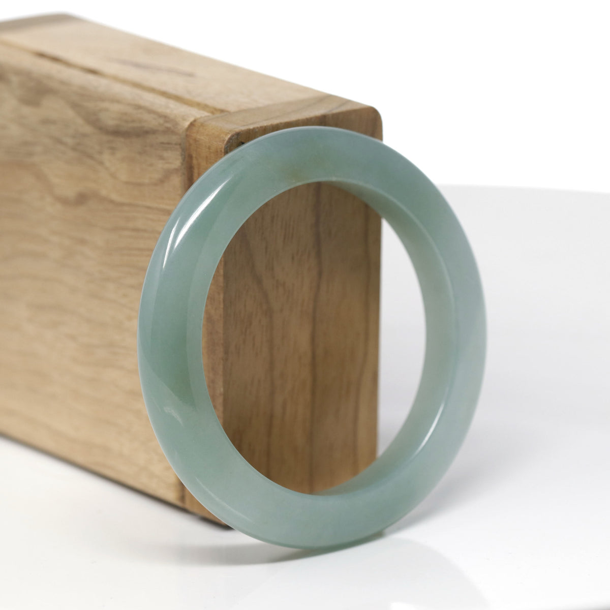 Baikalla Natural Oil-Green Jadeite Jade "Petite Half Round" Bangle Bracelet (50.7mm) 