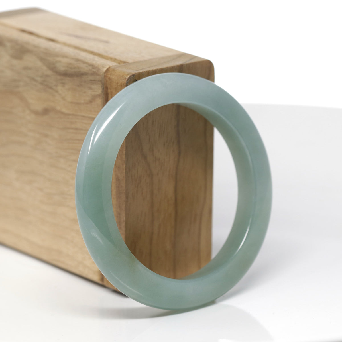 Baikalla Natural Oil-Green Jadeite Jade "Petite Half Round" Bangle Bracelet (50.7mm) 