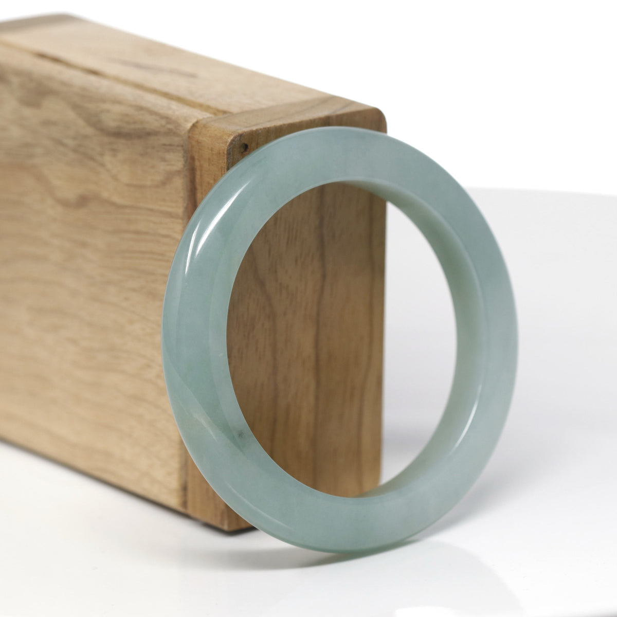 Baikalla Natural Oil-Green Jadeite Jade "Petite Half Round" Bangle Bracelet (50.7mm) 