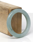 Baikalla Natural Oil-Green Jadeite Jade "Petite Half Round" Bangle Bracelet (50.7mm) 