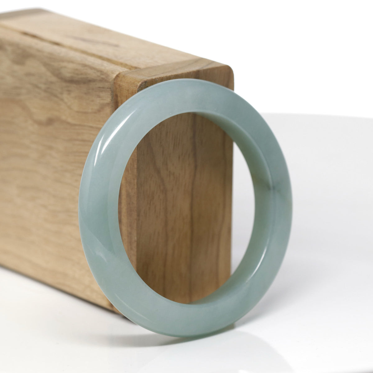 Baikalla Natural Oil-Green Jadeite Jade "Petite Half Round" Bangle Bracelet (50.7mm) 