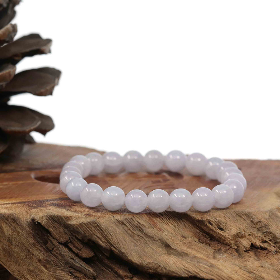 Baikalla Jewelry jade beads bracelet Natural Jadeite Jade Round Lavender Beads Bracelet ( 8mm )