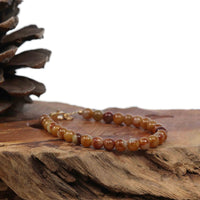 Baikalla Jewelry jade beads bracelet Baikalla Genuine Red Jadeite Jade Round Beads Bracelet With 18K Yellow Gold Clasp ( 6 mm )