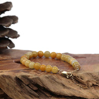 Baikalla Jewelry jade beads bracelet Baikalla Genuine Yellow Jadeite Jade Round Beads Bracelet With 18K Yellow Gold Clasp ( 7 mm )