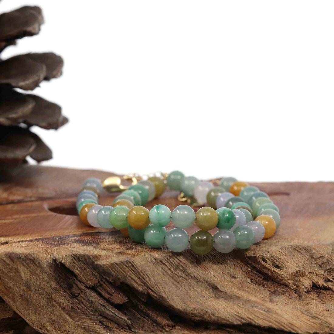 Baikalla Jewelry jade beads bracelet Copy of High Multiple Colors Jadeite Jade Beads Bracelet With 18K Yellow Gold Clasp ( 7 mm )