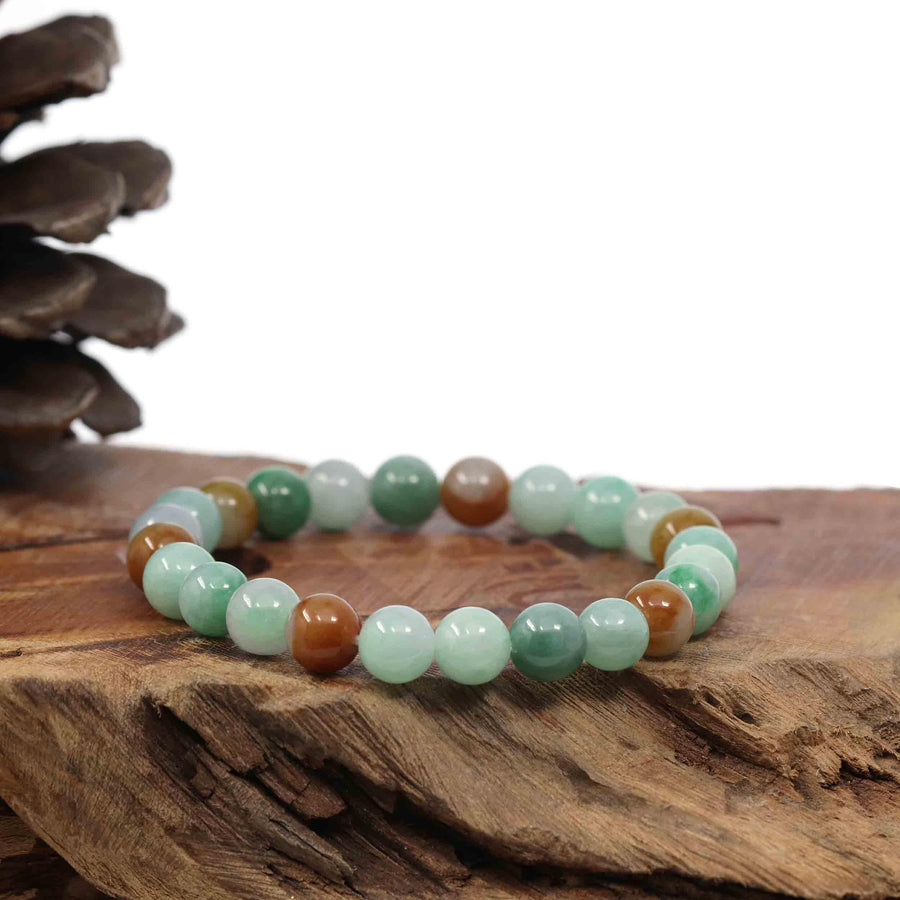Baikalla Jewelry jade beads bracelet High Genuine Jadeite Jade Round Multiple Colors Beads Bracelet ( 8 mm)