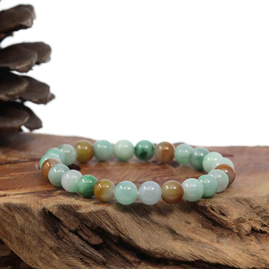 Baikalla Jewelry jade beads bracelet High Genuine Jadeite Jade Round Multiple Colors Beads Bracelet ( 8 mm)