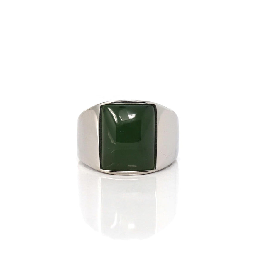 Baikalla Jewelry Jade Ring Copy of Copy of Baikalla™ "Signature Signet" Sterling Silver Real Green Nephrite Jade Classic Men's Ring