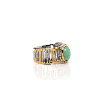 Baikalla Jewelry Jade Ring Baikalla™ "Classic Oval With Accents" Sterling Silver Unique Ring