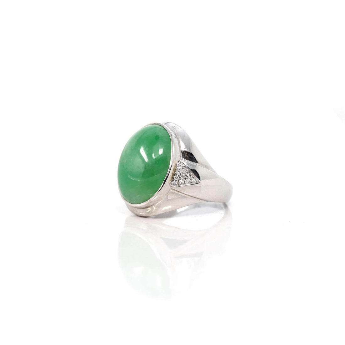 Baikalla Jewelry Jadeite Engagement Ring Copy of Baikalla 18k White Gold Natural Imperial Green Jadeite Jade Men's Ring