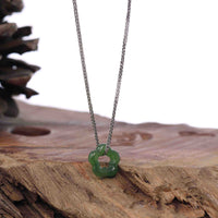 Baikalla Jewelry Jade Pendant Necklace Copy of Genuine HeTian Nephrite Green Jade Lucky KouKou Circle Pendant Necklace
