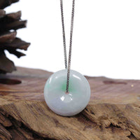 Baikalla Jewelry Jade Pendant Necklace Copy of Copy of Copy of Copy of Baikalla "Good Luck Button" Necklace Green and Lavender Jadeite Jade Lucky Ping An Kou Necklace