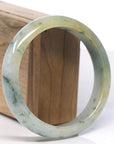 Baikalla Natural Yellow Green Jadeite with Blue Flower Jade Bangle Bracelet (62.7mm) 