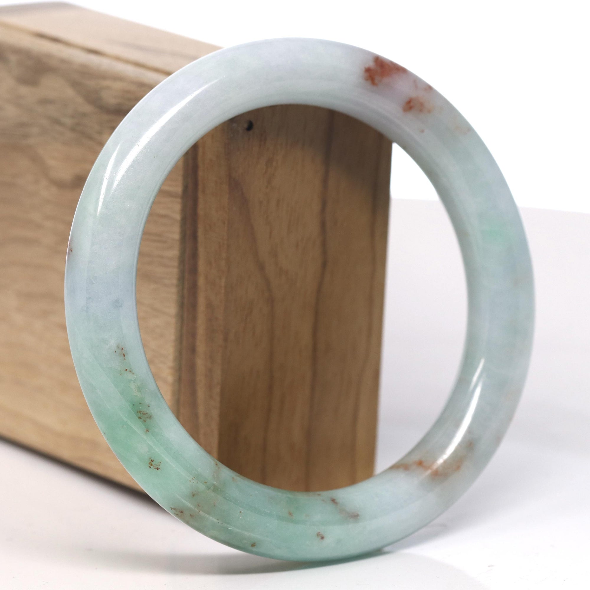 Baikalla Natural Green &amp; SaJin &quot;Gold Dust&quot; Jadeite Jade Bangle Bracelet (60.7mm) 