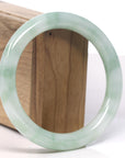 Baikalla Light Green Flower Jadeite Jade Bangle Bracelet (61mm) 