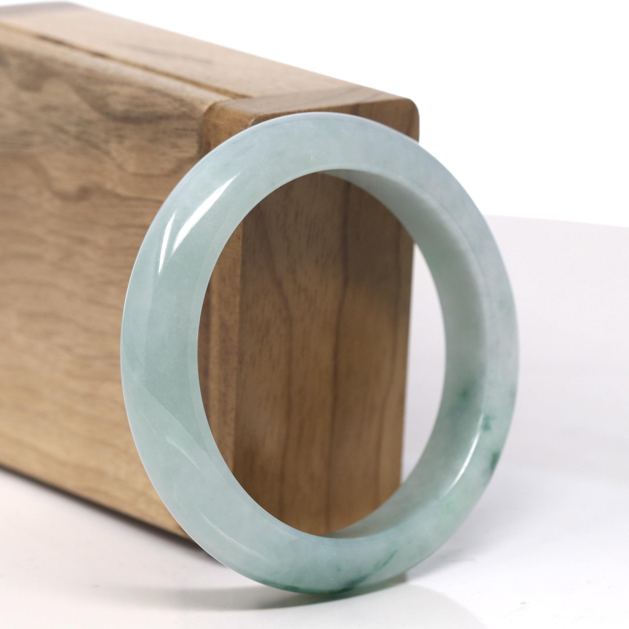 Baikalla Light Icy Rich Green Flower Jadeite Jade Bangle Bracelet (53.6mm) 