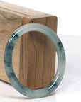 Baikalla Icy Blue-Green Jadeite Jade Oval Bangle Bracelet (52.6mm) 