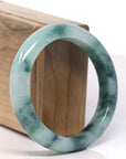 Baikalla Blue-Green Flower Jadeite Jade Bangle Bracelet (56.9mm) 