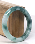 Baikalla Blue-Green Flower Jadeite Jade Bangle Bracelet (56.9mm) 