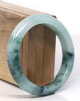Baikalla Blue-Green Flower Jadeite Jade Bangle Bracelet (56.9mm) 