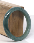 Baikalla Icy Deep Green Jadeite Jade Bangle Bracelet (56.7mm) 