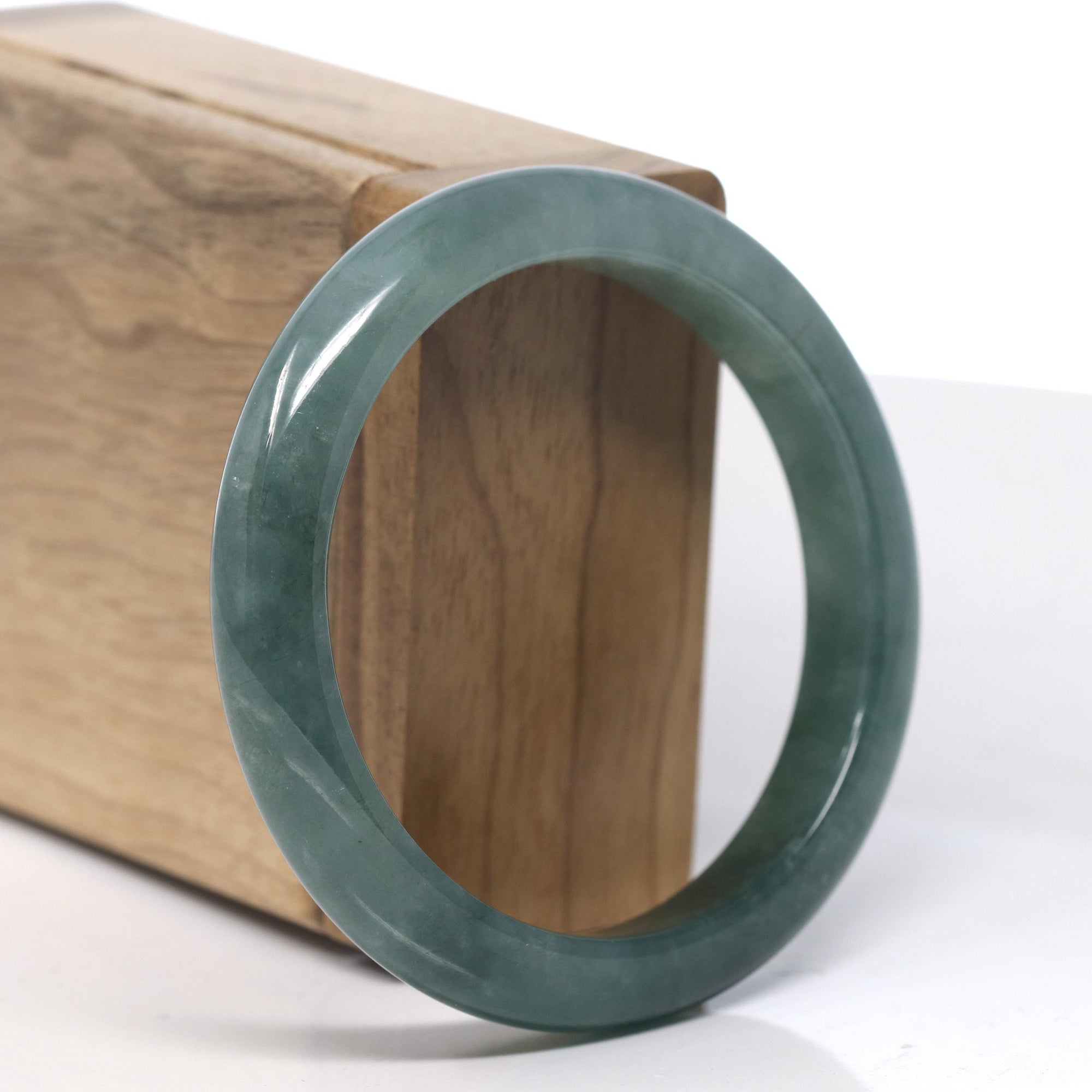 Baikalla Icy Deep Green Jadeite Jade Bangle Bracelet (56.7mm) 