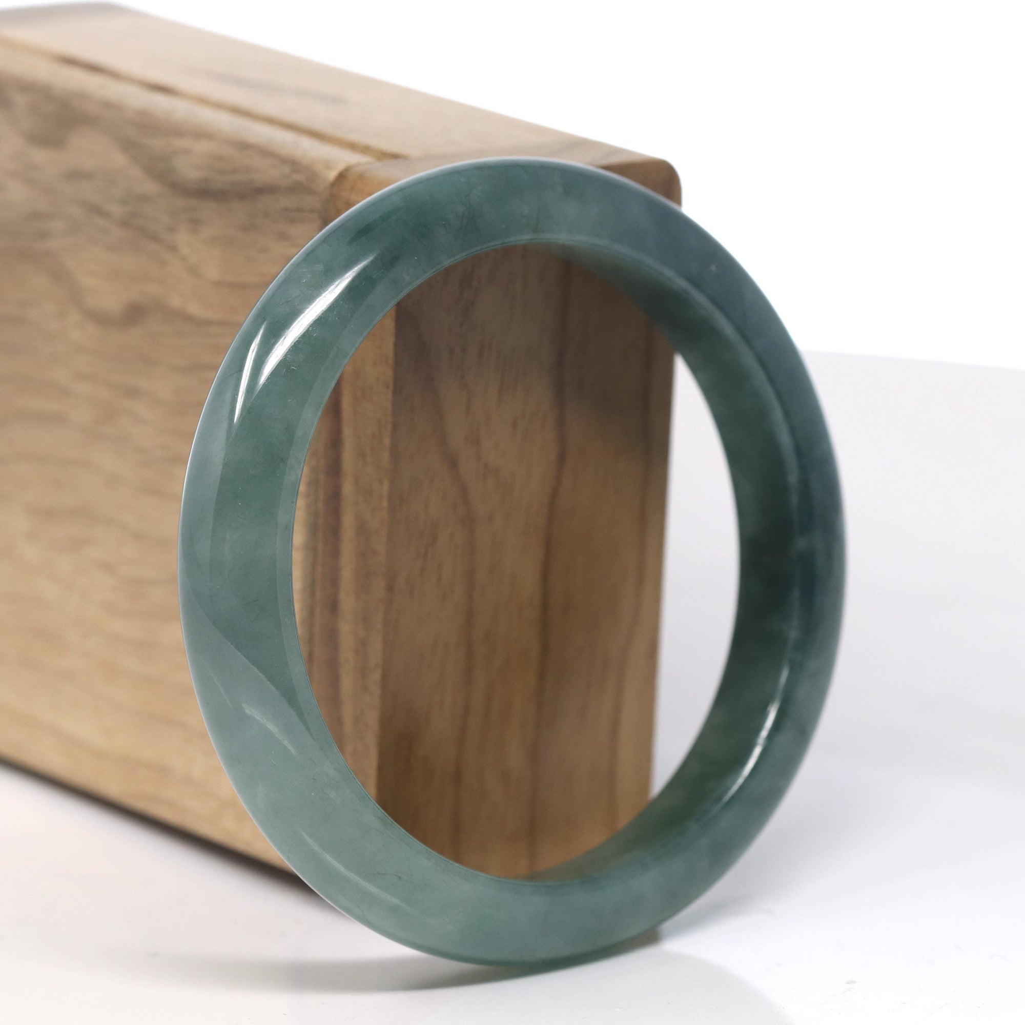 Baikalla Icy Deep Green Jadeite Jade Bangle Bracelet (56.7mm) 