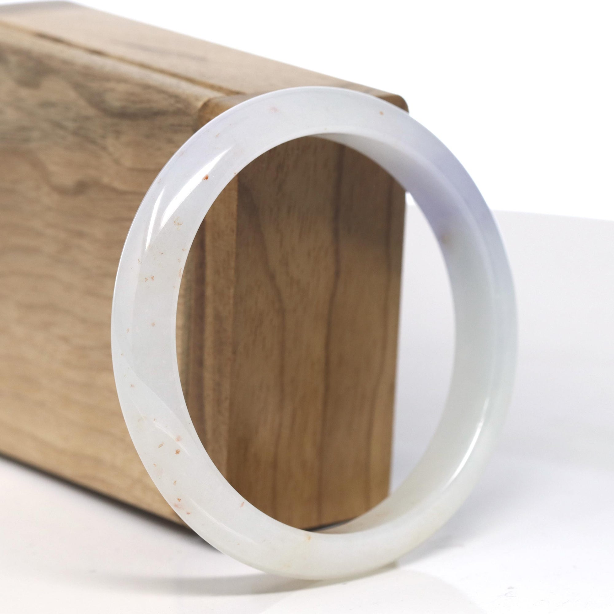 Baikalla Light Icy Intense Lavender Patch Jadeite Jade &quot;Half Round&quot; Bangle Bracelet (59.6mm) 