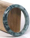 Baikalla Blue-Green Flower Jadeite Jade Bangle Bracelet (61.7mm) 