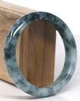Baikalla Blue-Green Flower Jadeite Jade Bangle Bracelet (61.7mm) 