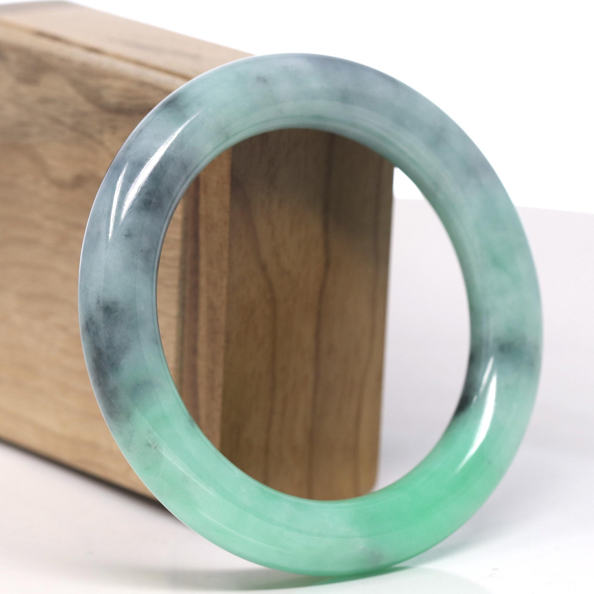 Baikalla Vibrant Green &amp; WuJi Jadeite Jade Bangle Bracelet (57.6mm) 