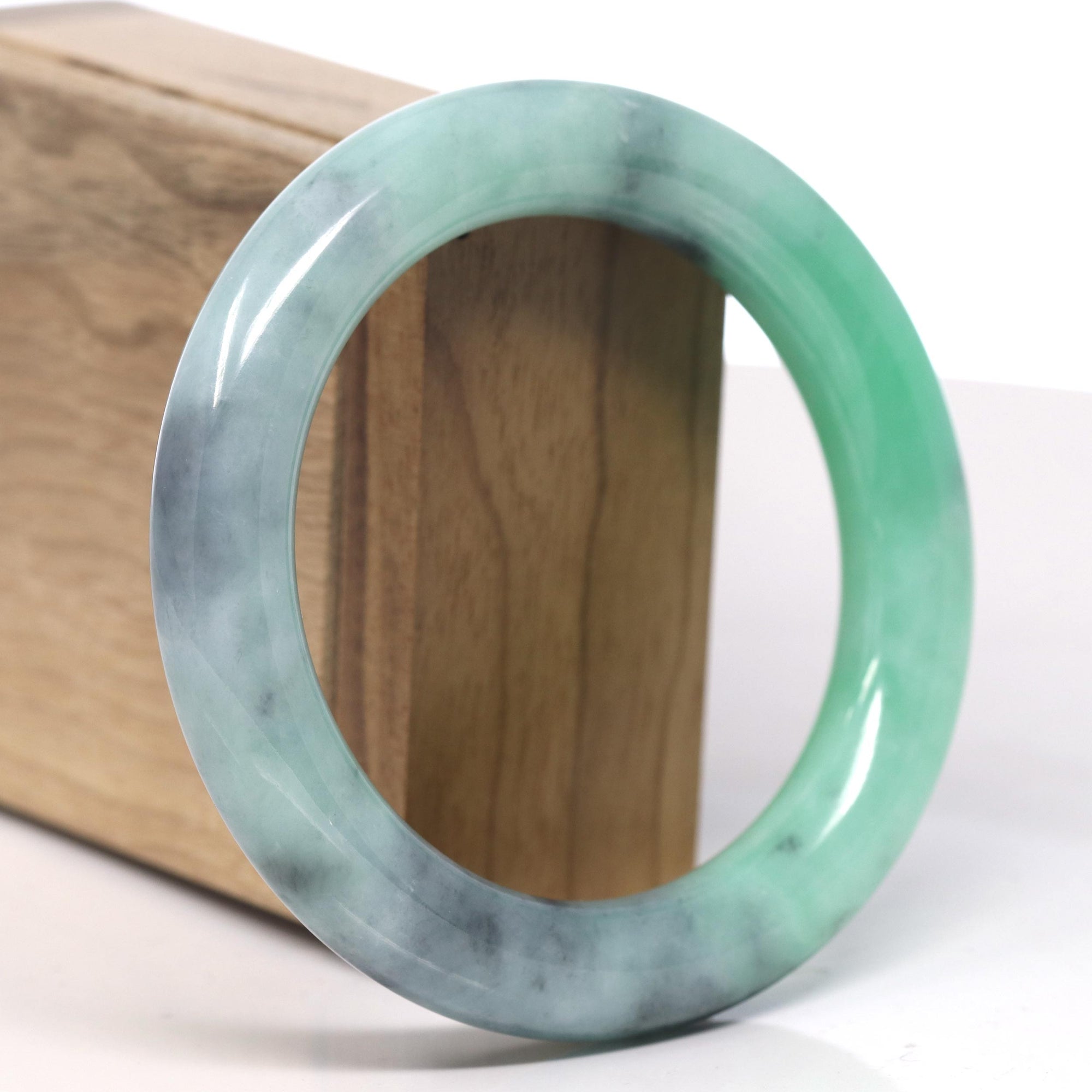 Baikalla Vibrant Green &amp; WuJi Jadeite Jade Bangle Bracelet (57.6mm) 