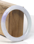 Baikalla Lavender Patch Jadeite Jade Traditional Round Bangle Bracelet (58.5mm) 