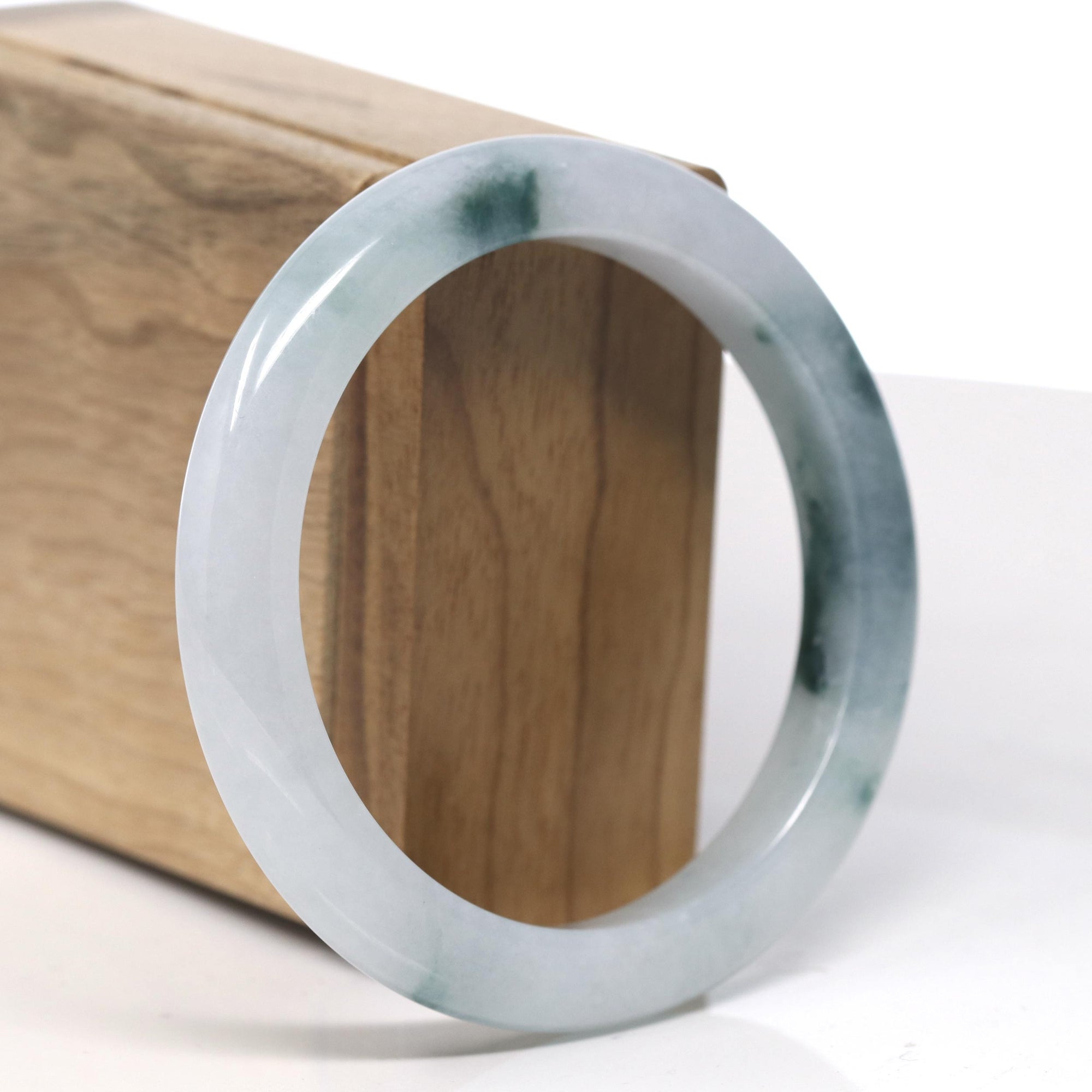 Baikalla Icy Blue-Green Jadeite Jade Bangle Bracelet (57.7mm) 