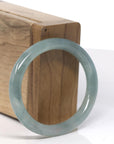 Baikalla Icy Oil Green Jadeite Jade Oval Traditional Round Bangle Bracelet (55.5mm) 