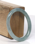 Baikalla Icy Oil Green Jadeite Jade Oval Traditional Round Bangle Bracelet (55.5mm) 