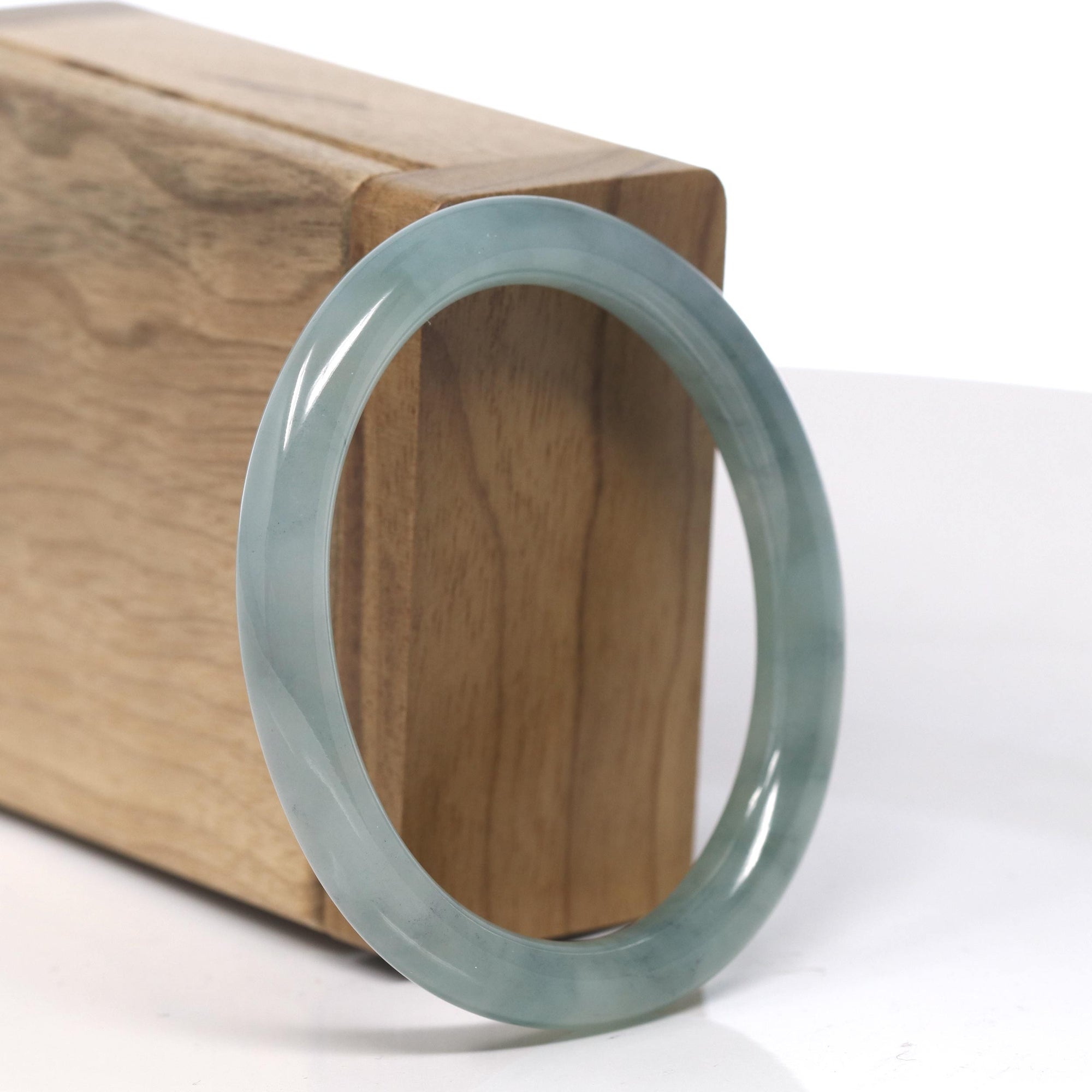 Baikalla Icy Oil Green Jadeite Jade Oval Traditional Round Bangle Bracelet (55.5mm) 