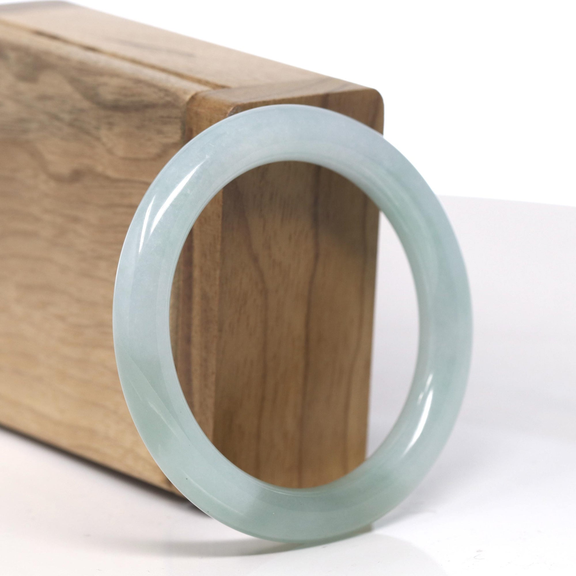 Baikalla Icy Soft Oil Green Jadeite Jade Bangle Bracelet (52mm) 