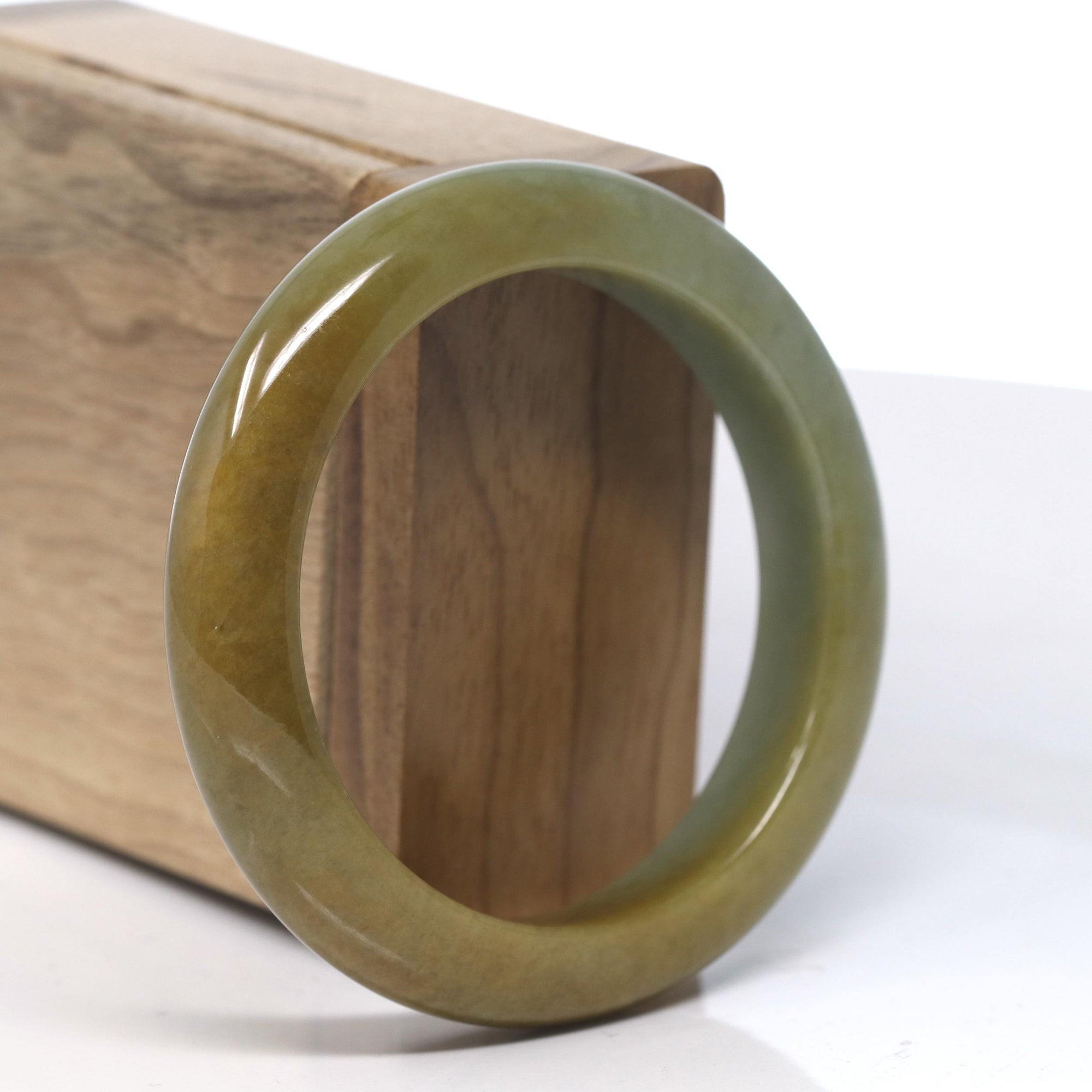 Baikalla Yellow-Green Jadeite Jade Bangle Bracelet (54.8mm) 