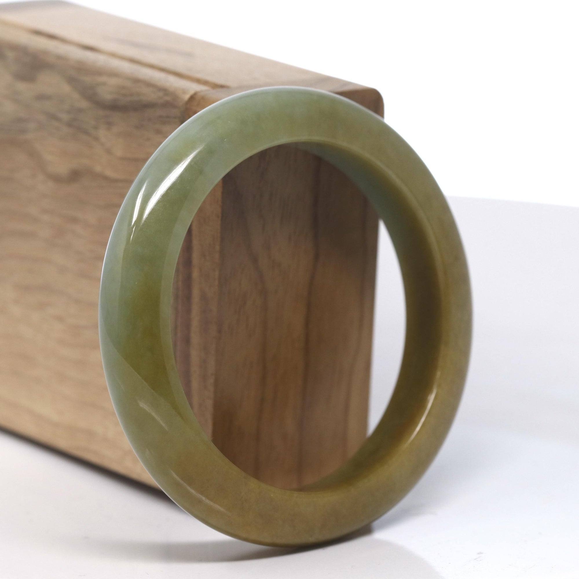 Baikalla Yellow-Green Jadeite Jade Bangle Bracelet (54.8mm) 